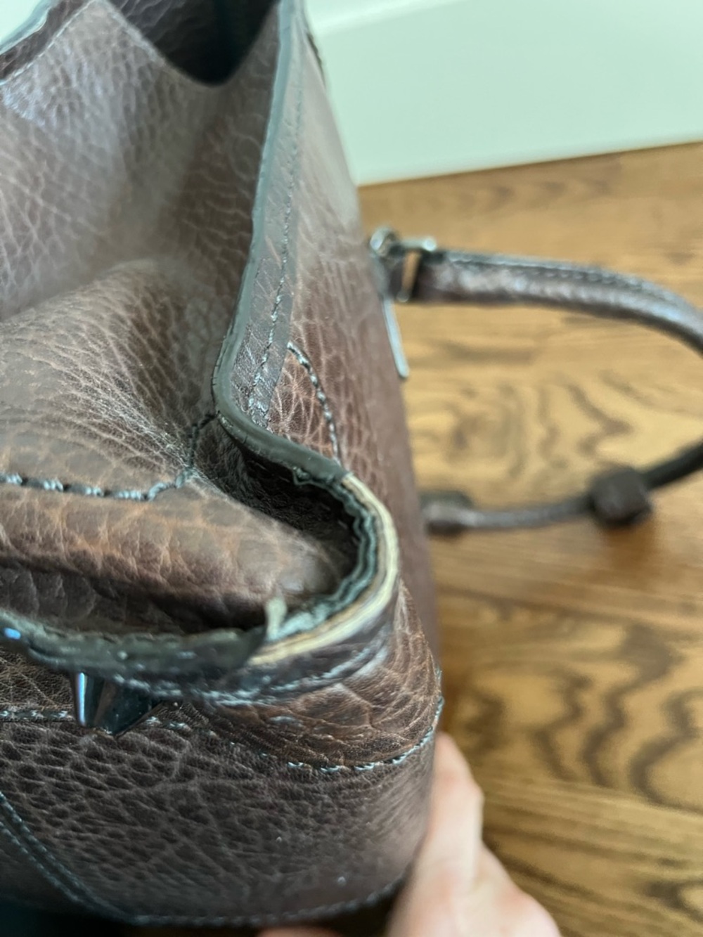 Reed Krakoff Dark Brown Embossed Leather Satchel - Picture 8 of 16